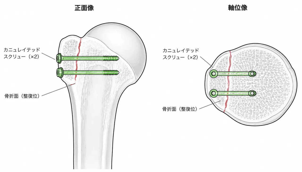 スクリュー配置概念図（正面・軸位）