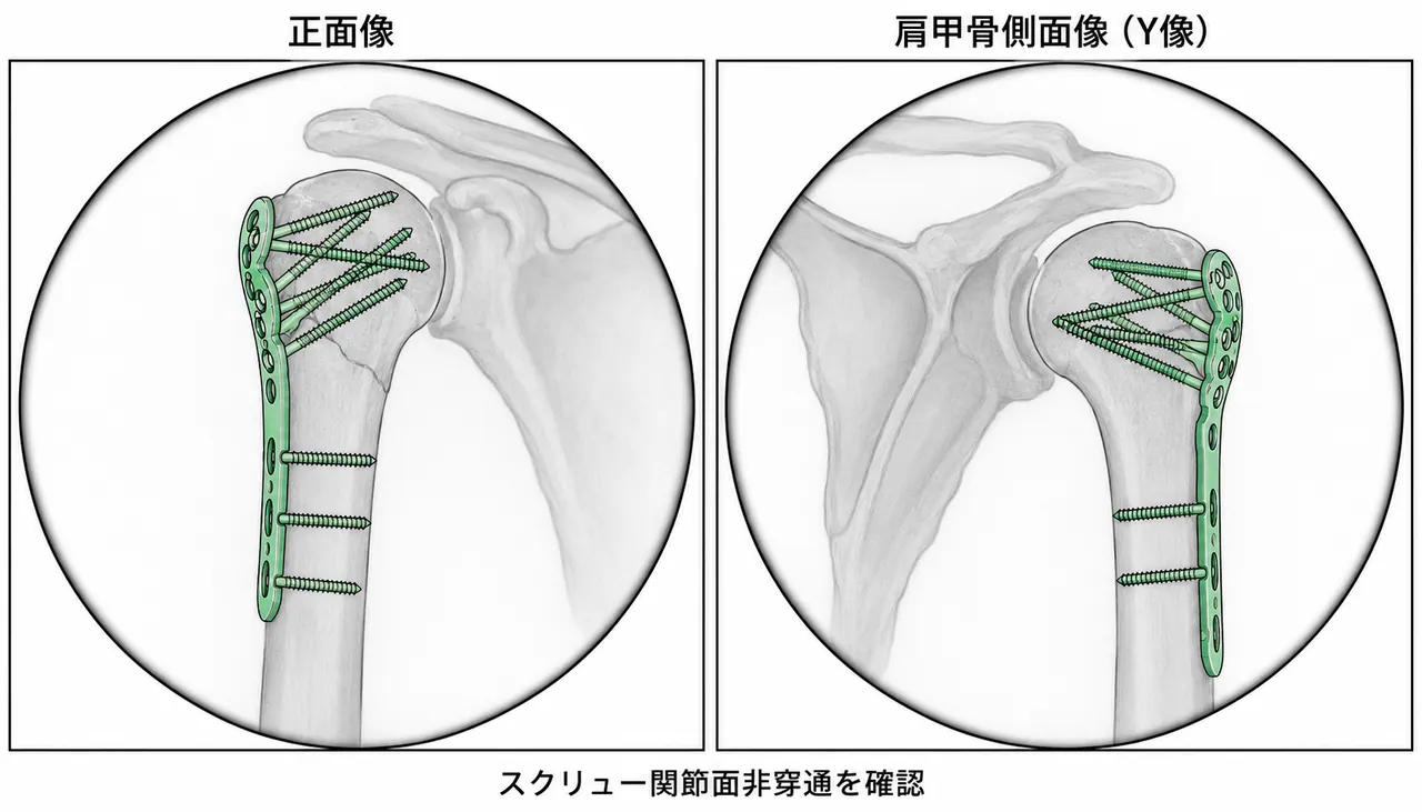 術中透視像 — プレート位置確認（正面 / Y-view）