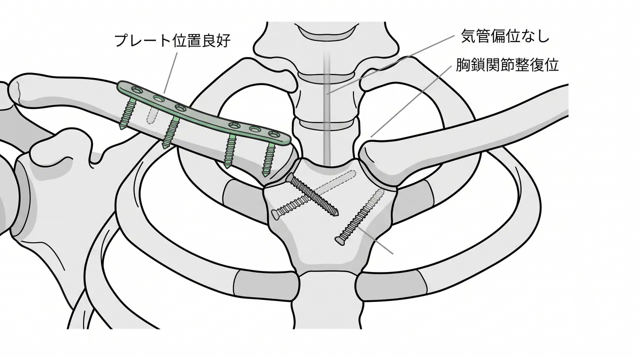 術後X線像（正面）— プレート位置・整復位確認