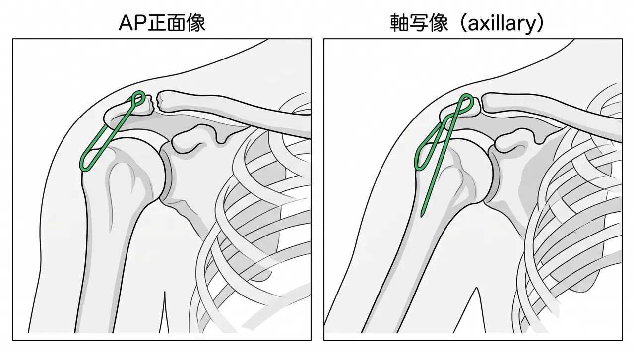 術後X線像 — インプラント位置・整復位・肩峰下腔の確認