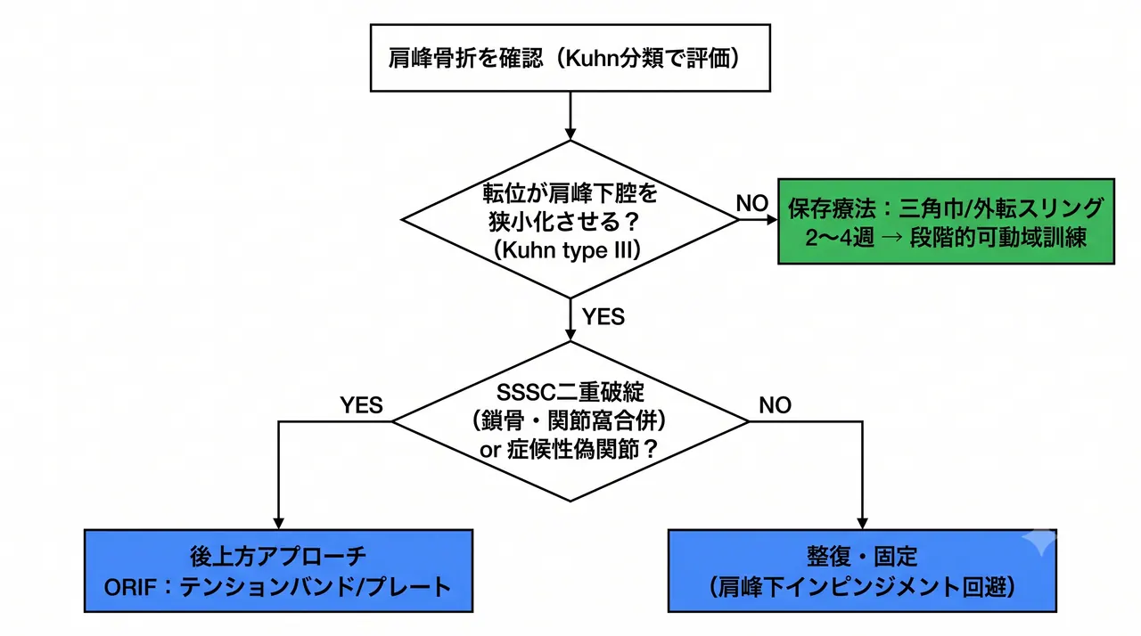 治療選択アルゴリズム — Kuhn分類・SSSC評価による保存/手術の選択