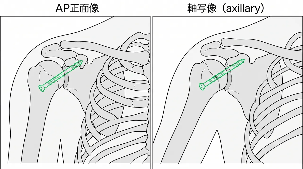 術後X線像・CT — スクリュー位置・整復位・関節面の確認