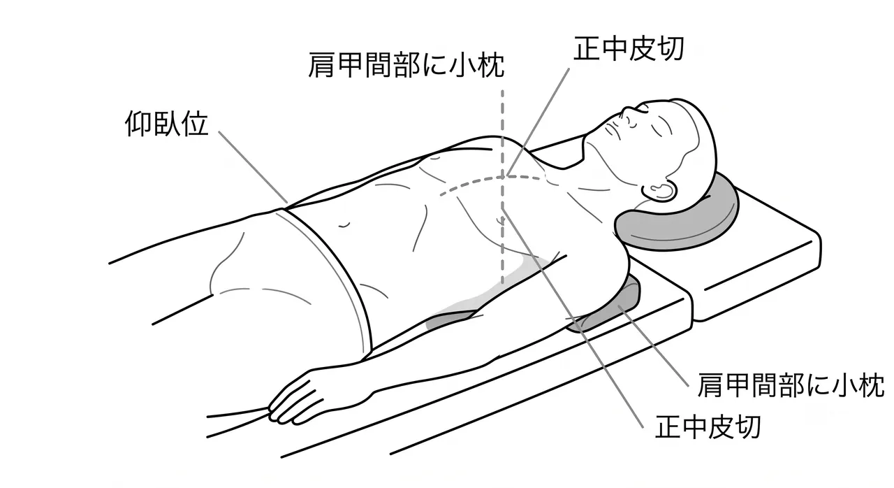 手術体位・術野セットアップ（仰臥位・上肢外転90度未満）