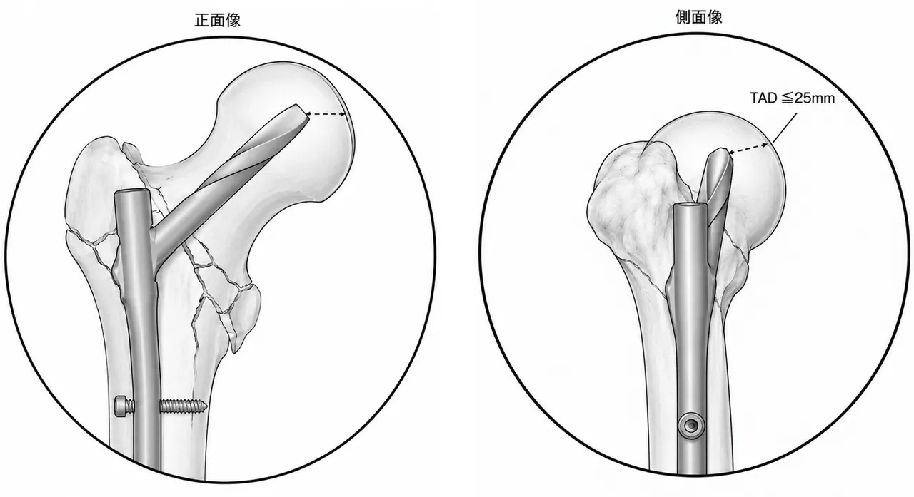 術中透視像 — 髄内釘（PFNA）設置確認・TAD計測