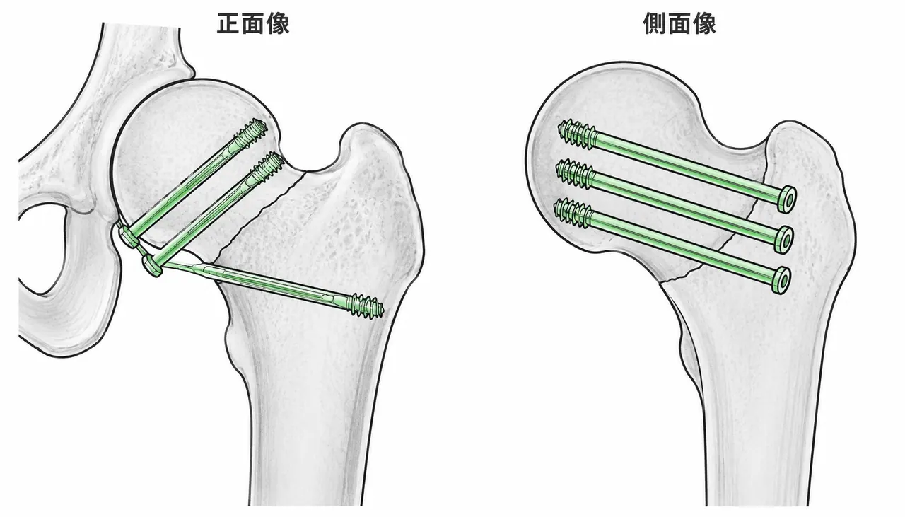 術後X線像（AP / Lateral）— スクリュー位置・整復位確認
