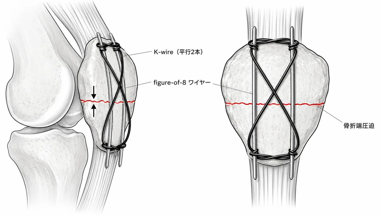 TBW手技 — K-wire平行刺入・figure-of-8 ワイヤー・骨折端圧迫の生体力学