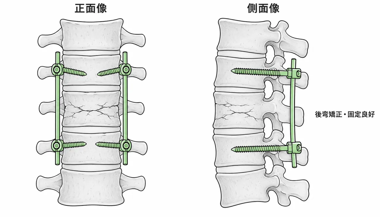 術後X線（AP / Lateral）— スクリュー位置・後弯矯正確認