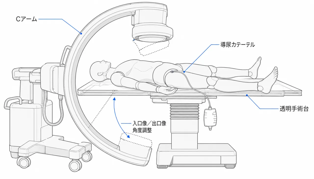 手術体位＋Cアームセットアップ — 骨盤手術（仰臥位）