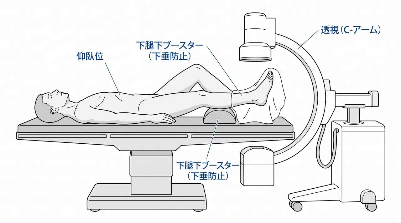 手術体位 — 仰臥位・下腿下ブースター挿入