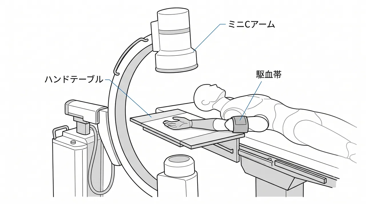 手術体位・ハンドテーブルセットアップ