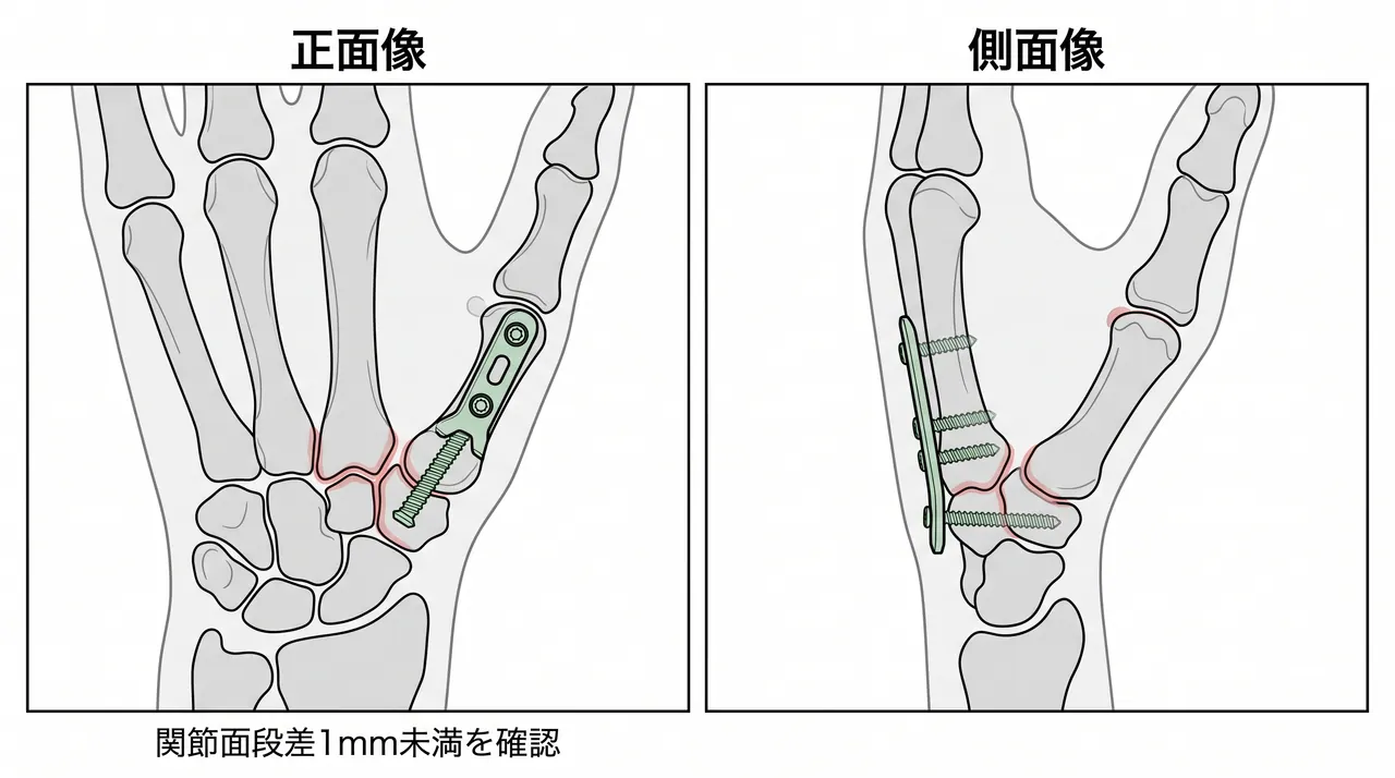 術中透視像 — 関節面整復・スクリュー/プレート設置の確認
